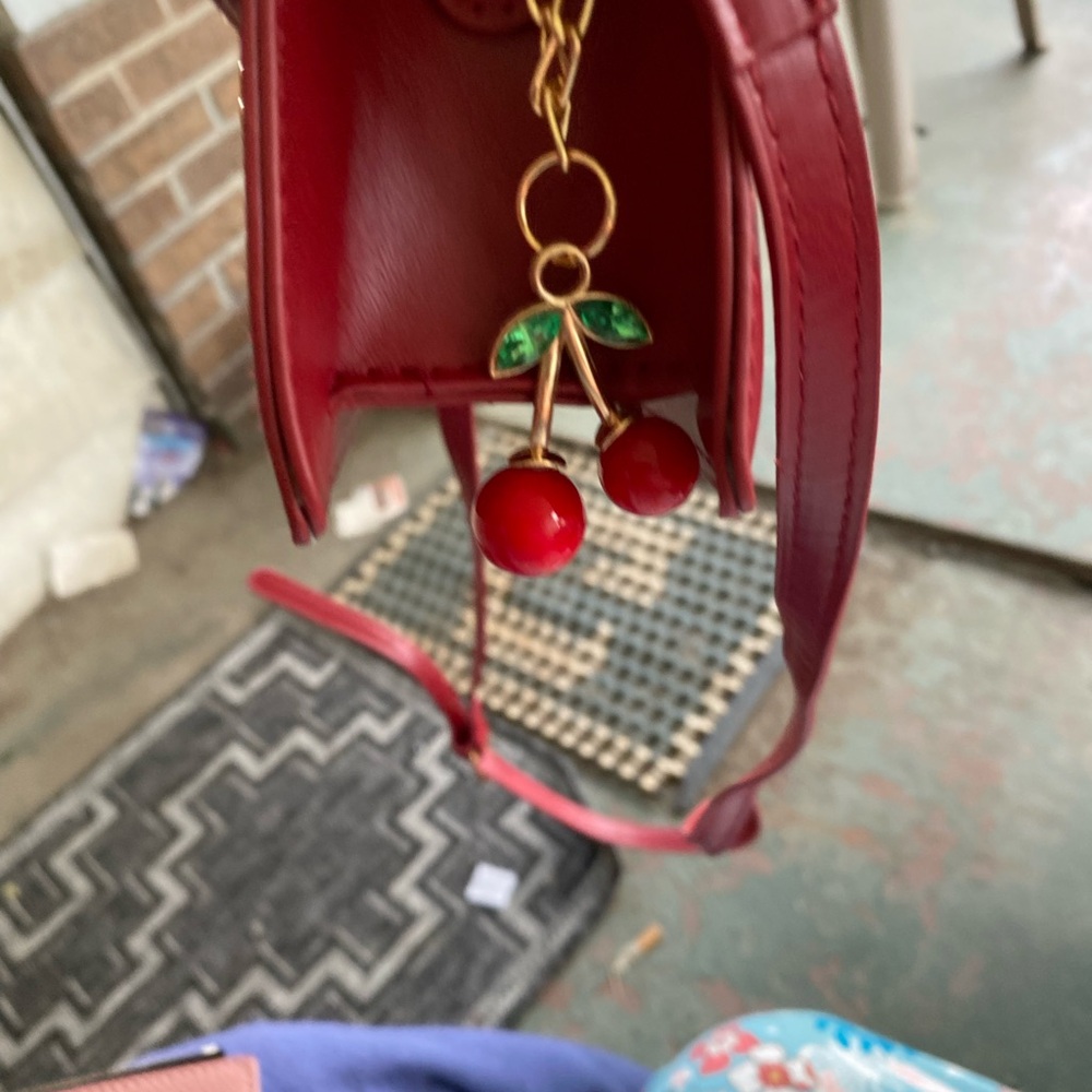 Cherry Print Red and White Women's Bag - Picture 12 of 15